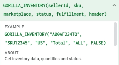 GORILLA_INVENTORY() – Get quantity and status of inventory 1 Inventory Gorilla ROI
